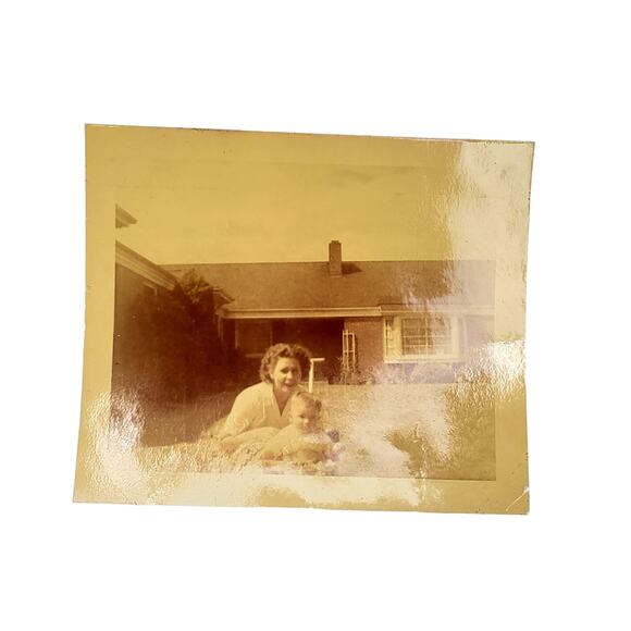 Vtg Kodacolor Print Pretty Young Lady with Baby Original Monochrome Photography - Picture 1 of 4